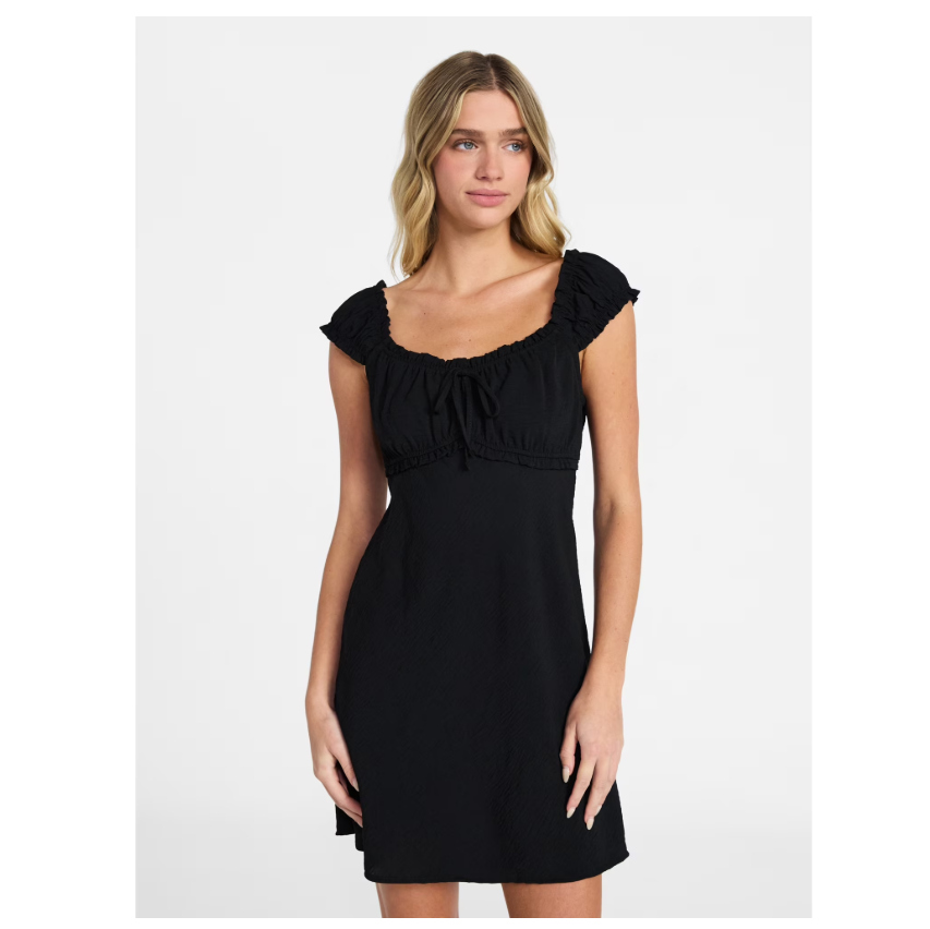 Fit and Flare Mini Dress with Short Sleeves, Women's
